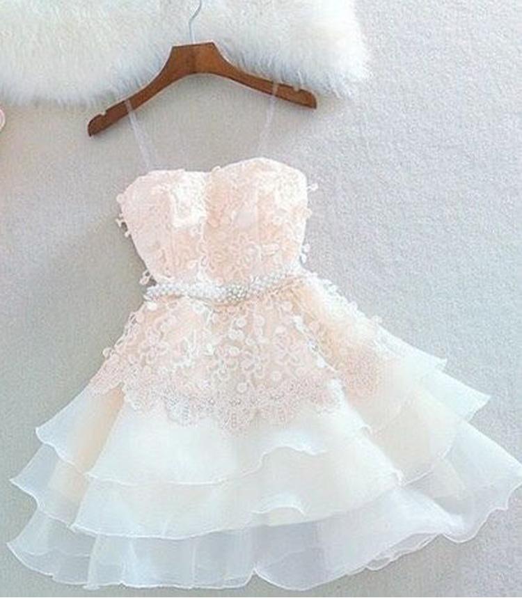 Cute A Line Sweetheart Spaghetti Straps Blush Pink Homecoming Dresses with Appliques WK933
