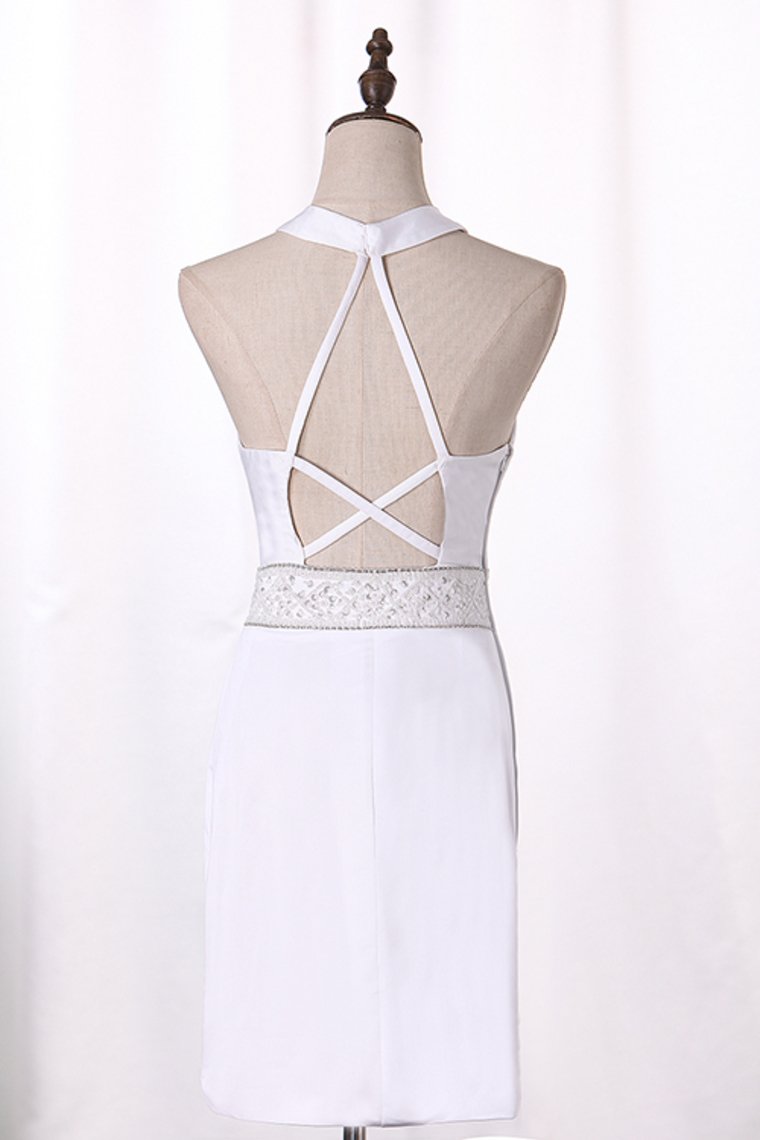 New Arrival Cocktail Dresses Halter Open Back Spandex With Beading