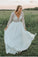 Flowy Long V-Neck Lace V-Neck Simple Wedding Dresses Beach Wedding Dresses