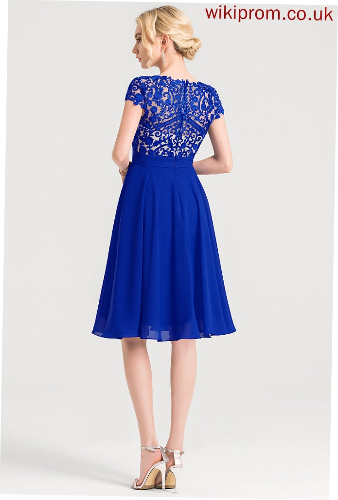 Chiffon Ruffle Dress V-neck Cocktail Rosemary Knee-Length With Cocktail Dresses A-Line Lace