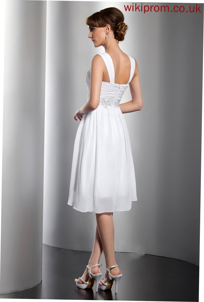 Chiffon Ruffle Homecoming Dresses Neckline Lace Appliques A-Line Square Knee-Length Beading With Camila Homecoming Dress