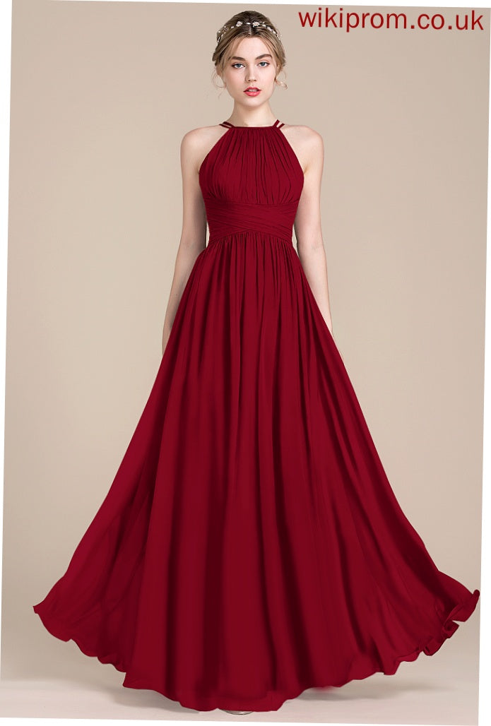 Chiffon Ruffle With Janelle Scoop Floor-Length Prom Dresses A-Line