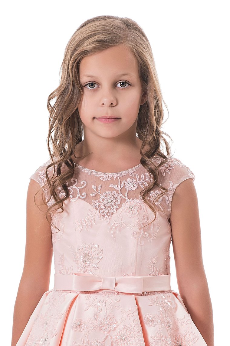 2024 A Line Flower Girl Dresses Scoop Satin With Applique And Sash Floor Length