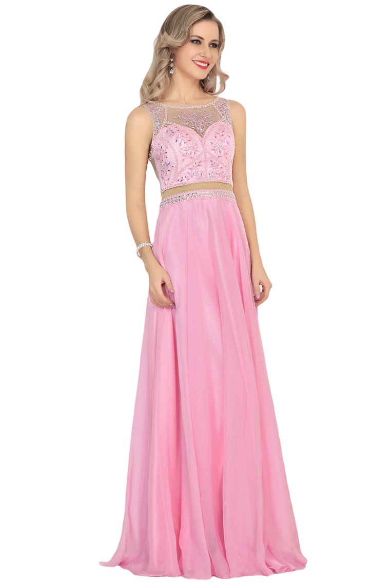 New Arrival Scoop Chiffon With Beading A Line Prom Dresses
