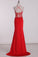 Mermaid Prom Dresses Spaghetti Straps Spandex With Beads And Slit