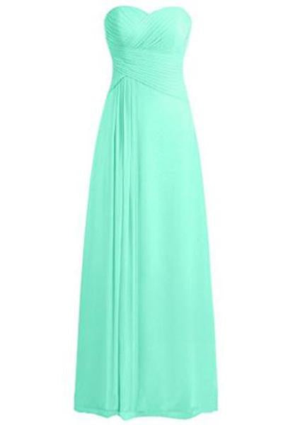 Sweetheart Bridesmaid Dresses Chiffon Long Prom Evening Gown Pleat WK196
