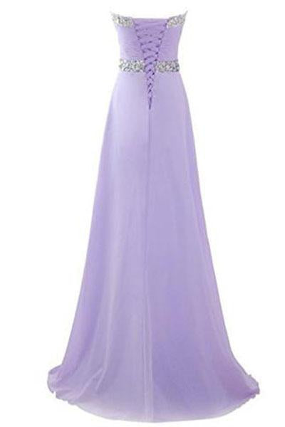 Long Chiffon Prom Dress Evening Gown Crystal Beaded WK224