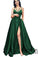 A line Split V Neck Burgundy Prom Dresses with Pockets Spaghetti Straps Prom Dress WK593