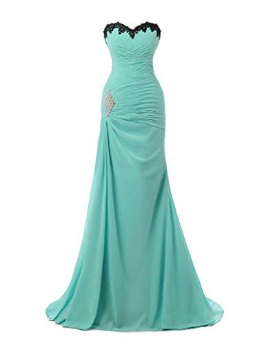 Chiffon Appliques Beaded Evening Dress Mermaid Long Prom Gowns WK539