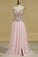 Spaghetti Straps Prom Dresses A Line With Beads And Slit Chiffon