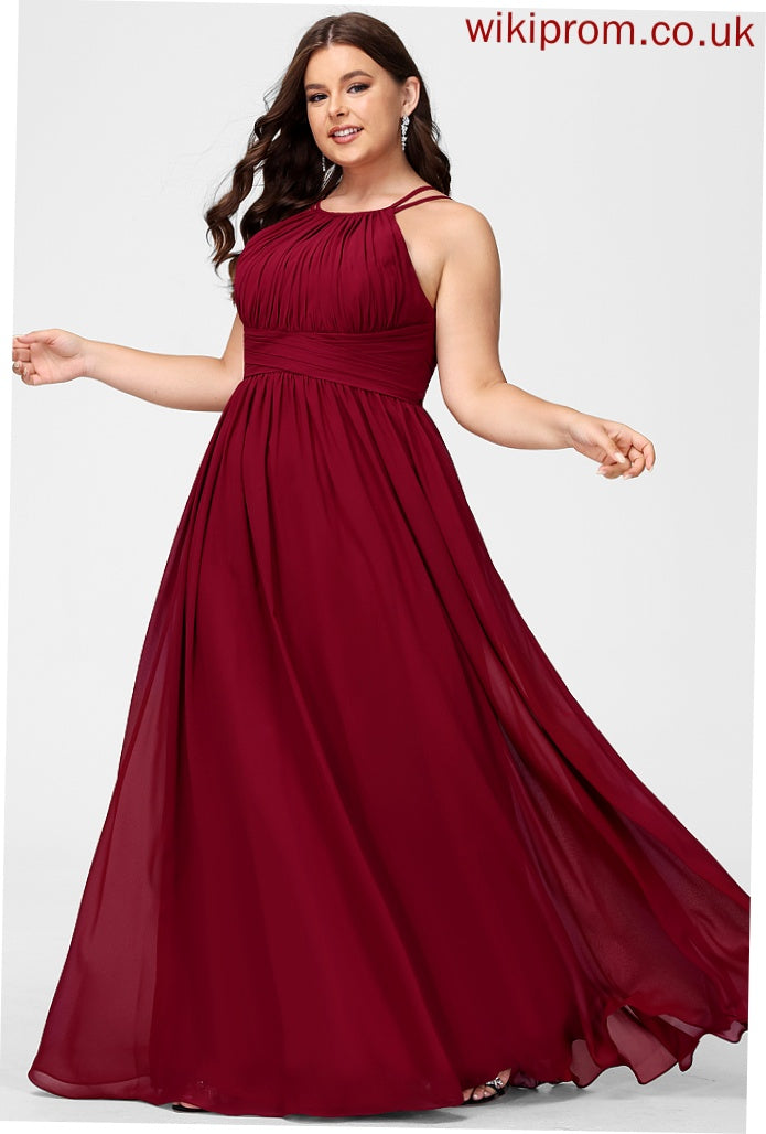 Chiffon Ruffle With Janelle Scoop Floor-Length Prom Dresses A-Line