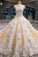 Floral Wedding Dresses Lace Up With Appliques And Crystals Scoop Neck A-Line