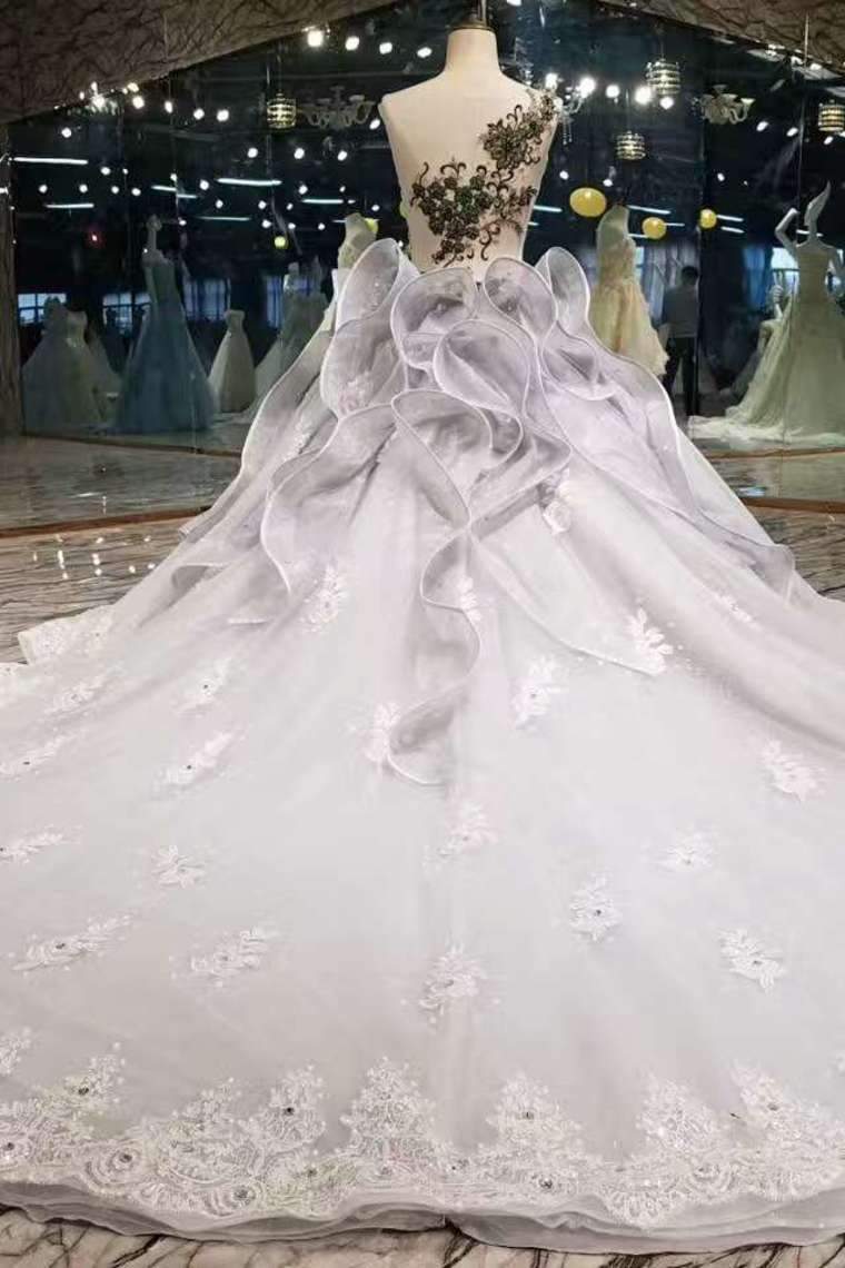 New Arrival Gorge Wedding Dresses Scoop Neckline A-Line Lace Up
