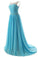 Beaded Straps Bridesmaid Prom Dress with Sparkling Embellished Waist