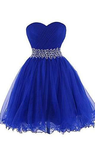 Sweetheart Short Blue Bridesmaid Dresses Homecoming Dresses WK769