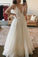 A-Line Spaghetti Straps V-Neck Floor Length Ivory Long Beach Wedding Dresses