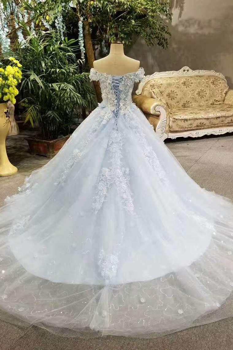 New Arrival Tulle Wedding Dresses Lace Up With Appliques Cheap Price
