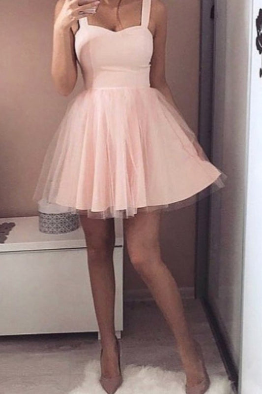 Straps A Line Homecoming Dresses Tulle Short/Mini