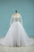 New A Line Scoop Long Sleeves Wedding Dress Tulle With Applique