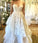 A-line 3D Lace Appliques V Neck Strapless Wedding Dresses Chapel Train Wedding Gowns WK924