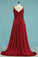 V Neck Prom Dresses A Line Spandex With Beads And Ruffles