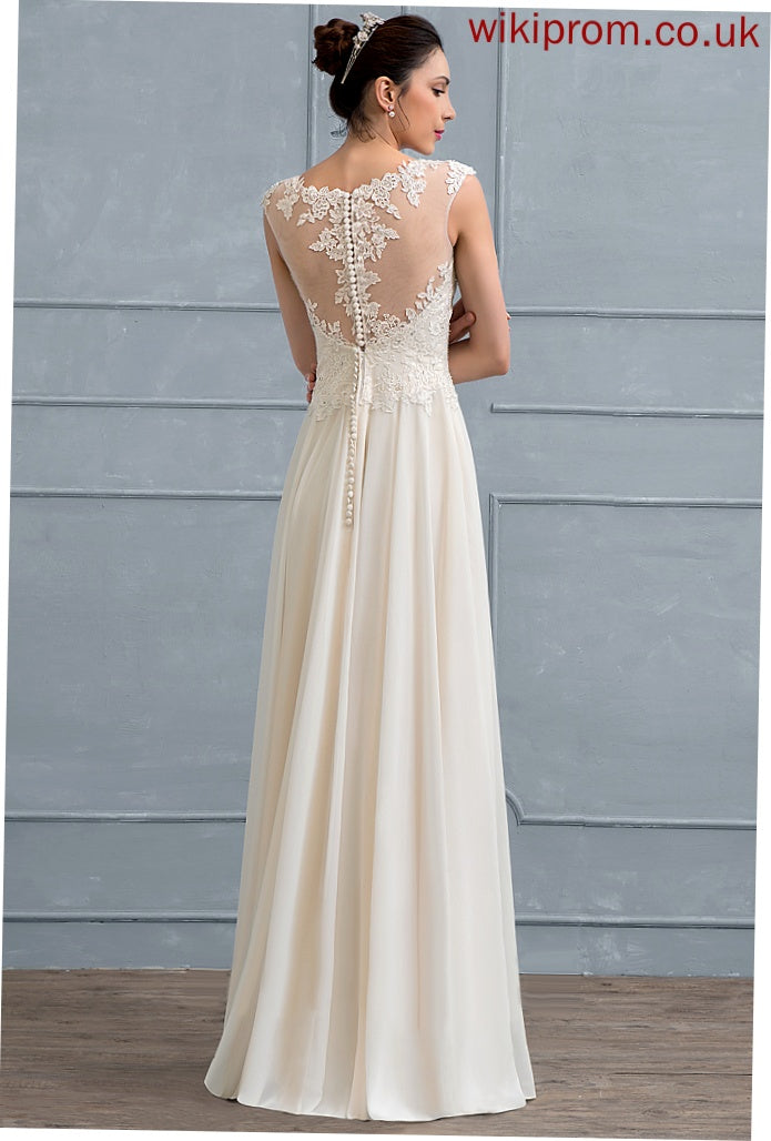 Chiffon Scoop Wedding Dresses Wedding With Sequins A-Line Lace Floor-Length Dress Beading Lauryn