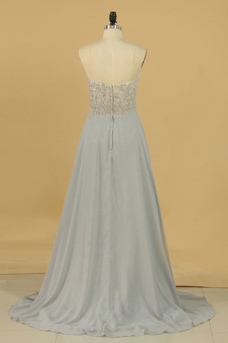 A Line Sweetheart Chiffon With Beading Prom Dresses