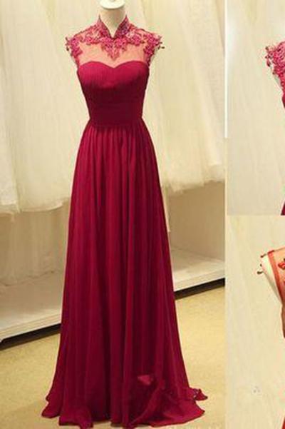 Long Prom Dresses Open Backs Formal Dresses A-line Wine Red Prom Dresses WK191