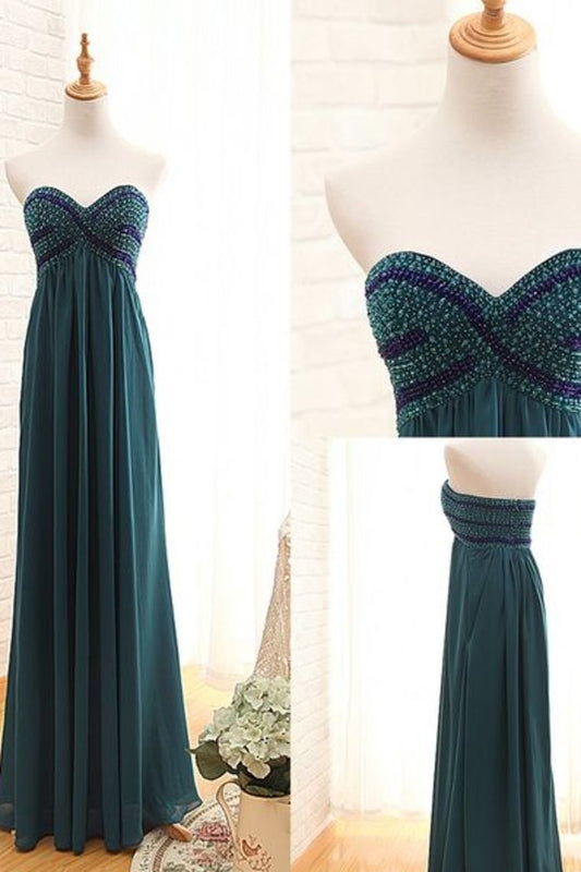 Gorgeous Sweetheart A Line Prom Dresses Chiffon With Beadings
