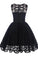 A-Line Scalloped-Edge Sleeveless Vintage Black Lace Knee-Length Homecoming Dress WK235