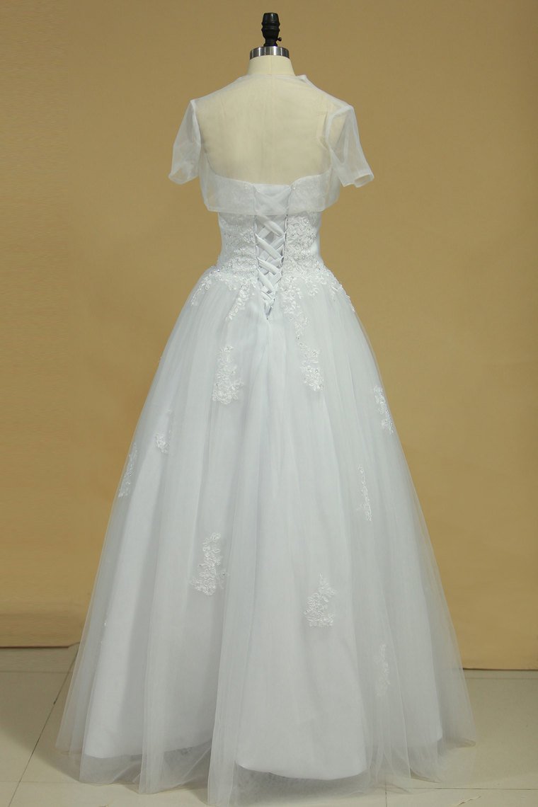 Floor Length Sweetheart Quinceanera Dresses With Beads And Applique Tulle