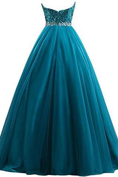 Sweet 16 Tulle Sequin Ball Gown Prom Dresses for Quinceanera WK210
