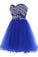 Cheap Blue Sweetheart Cute A-line Tulle Beading Short Mini Homecoming Dresses WK759