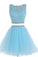 Two Pieces Prom Dresses Applique Short Homecoming Dresses HY115