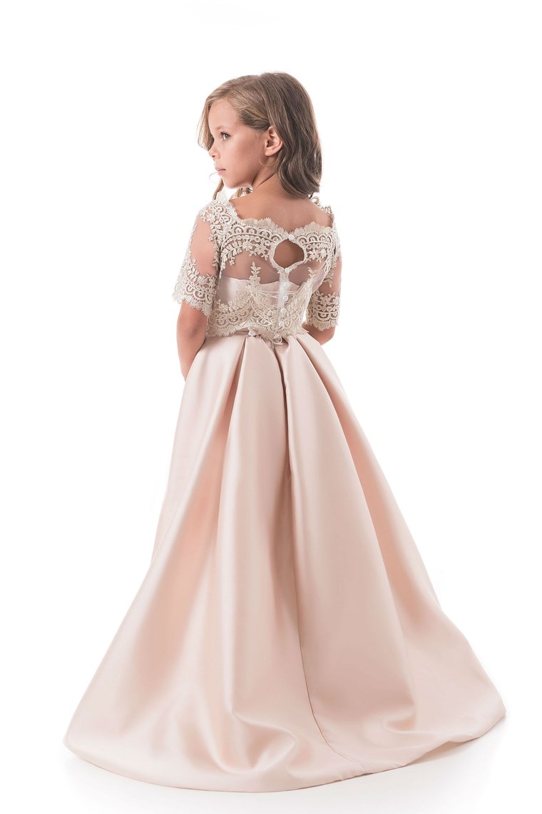 Flower Girl Dresses A Line Sweetheart Satin With Jacket Sweep Train