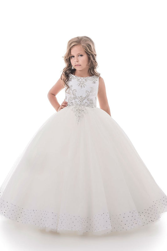Flower Girl Dresses Ball Gown Scoop Open Back Tulle With Beading