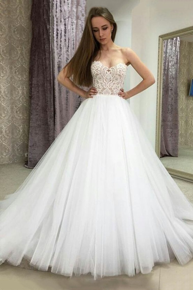 Sweetheart A Line Tulle With Applique Wedding Dresses