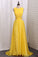 New Arrival Scoop With Ruffles And Slit Prom Dresses A Line 30D Chiffon
