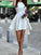 Short White High-Low Freshman Short Satin Cute Graduation Dress WK534