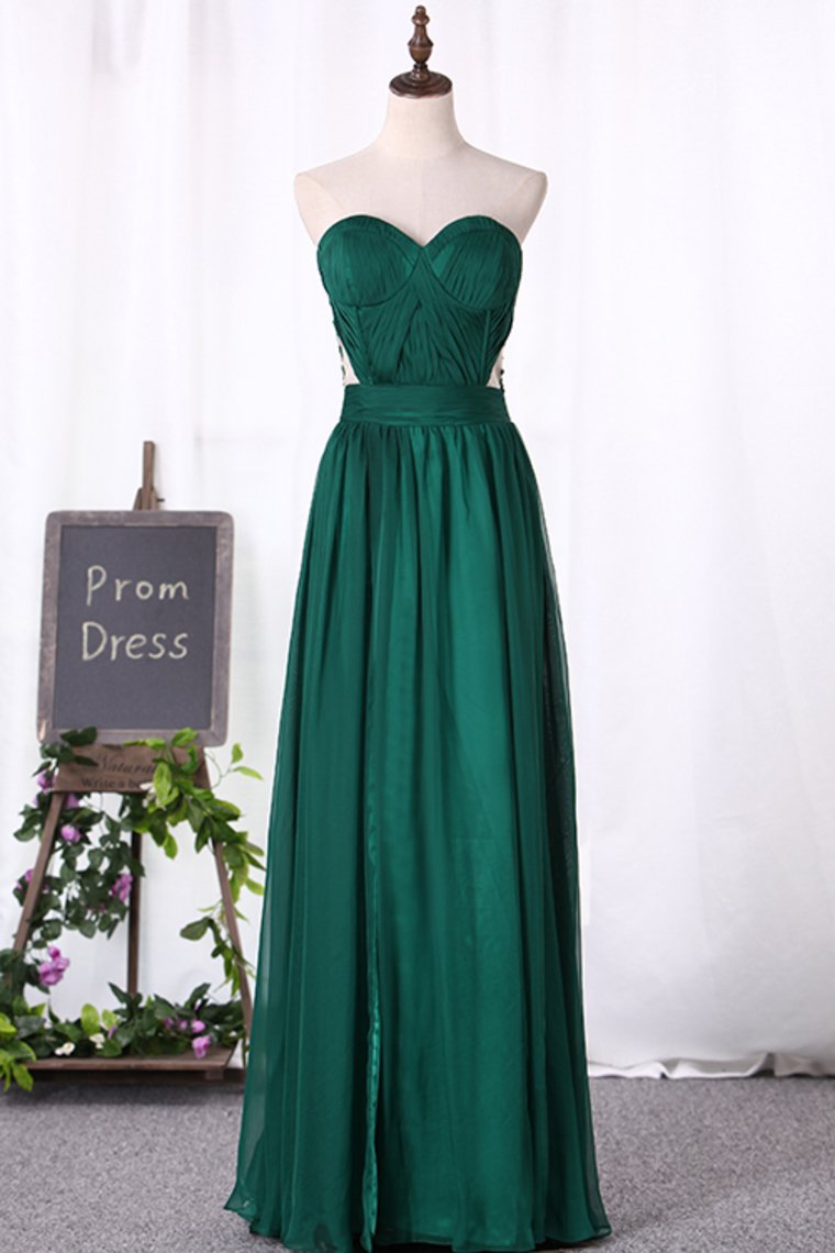 Chiffon Sweetheart With Applique And Ruffles A Line Prom Dresses