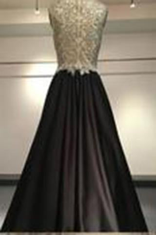 Beading Bodice Black Floor Length Prom Dresses Evening Dresses