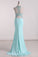 Spandex Scoop Prom Dresses Mermaid With Beading Open Back
