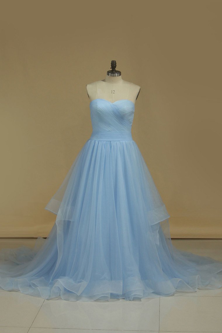 Simple Prom Dresses A-Line Sweetheart Floor-Length Tulle