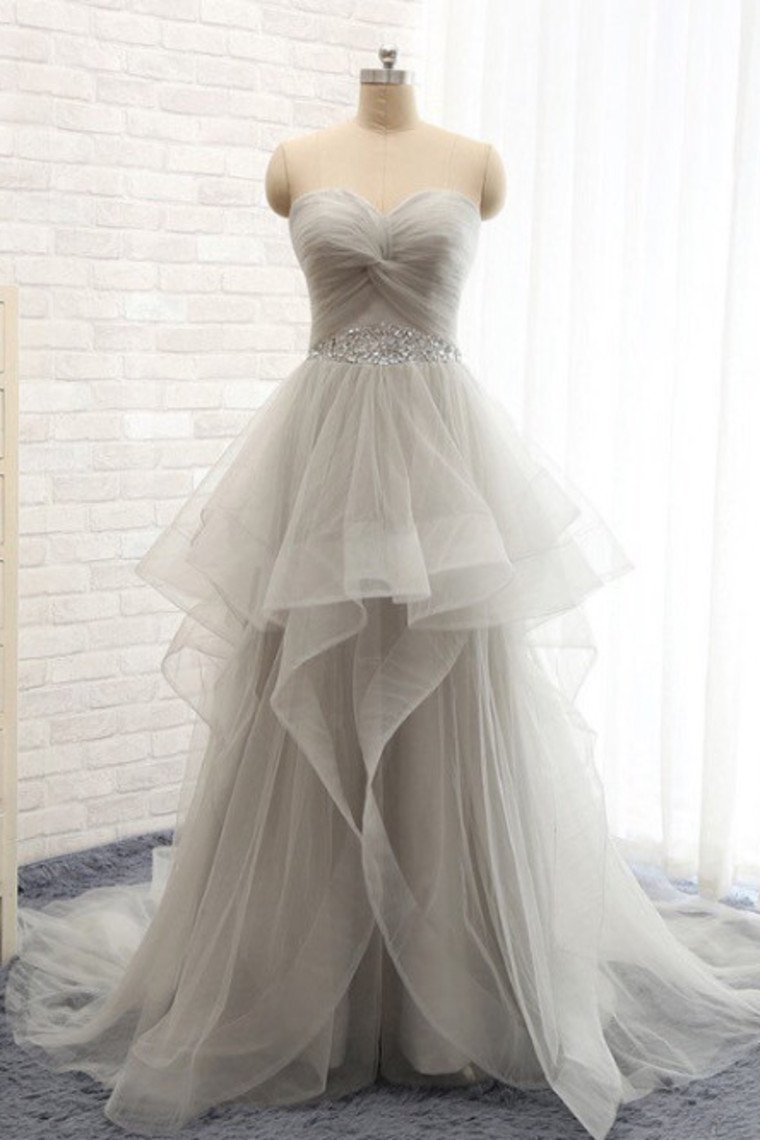 New Arrival Prom Dresses A-Line Sweetheart Lace Up Back With Belt And Ruffles