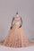 Ball Gown Long Sleeves Scoop Tulle Wedding Dress, Princess Long Bridal Dress With Appliques