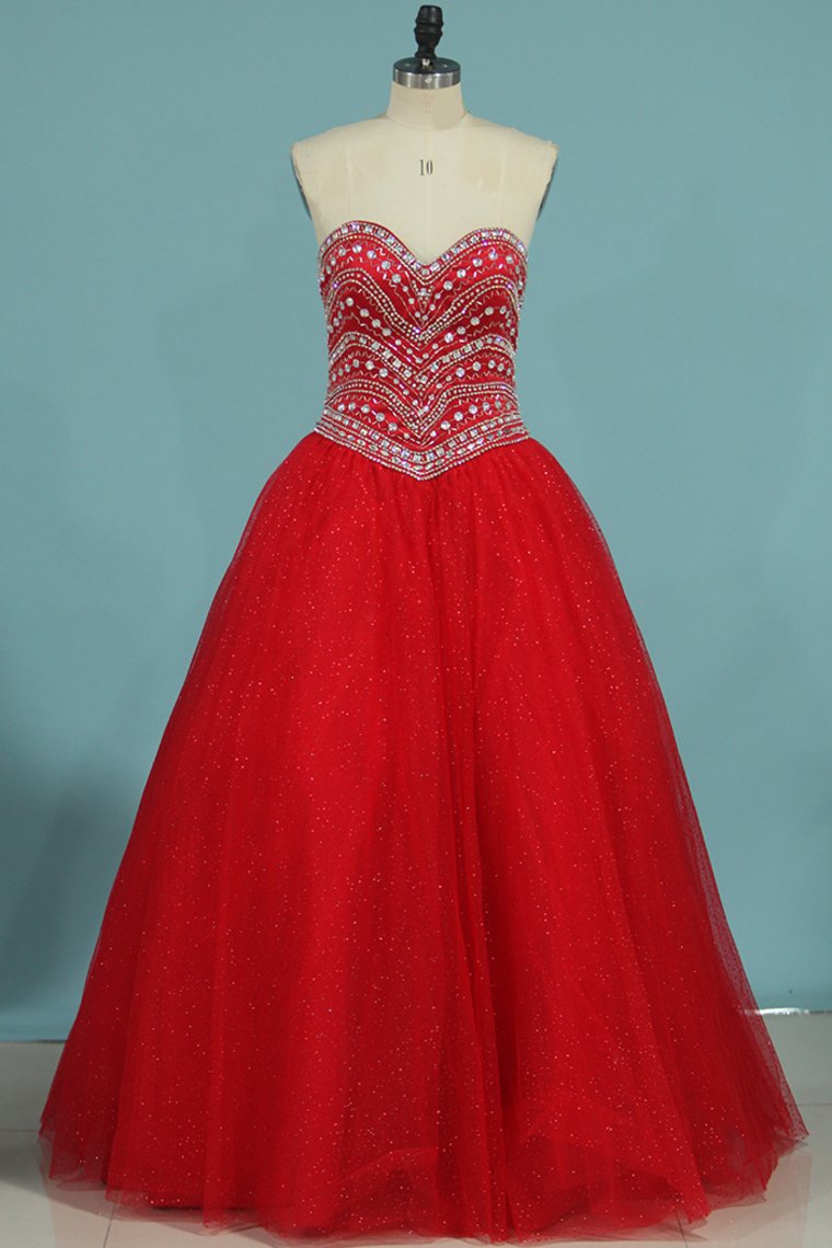 New Arrival Sweetheart Quinceanera Dresses Ball Gown Tulle With Beads