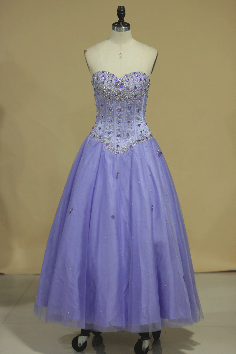 Tulle Sweetheart Beaded Bodice Ball Gown Quinceanera Dresses