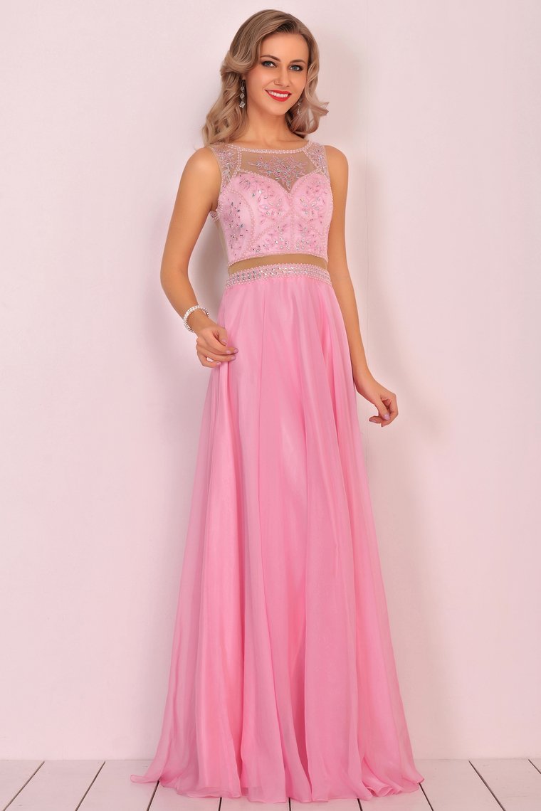 New Arrival Scoop Chiffon With Beading A Line Prom Dresses