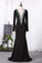 Mermaid Mother Of The Bride Dresses V Neck Long Sleeves Spandex With Beading