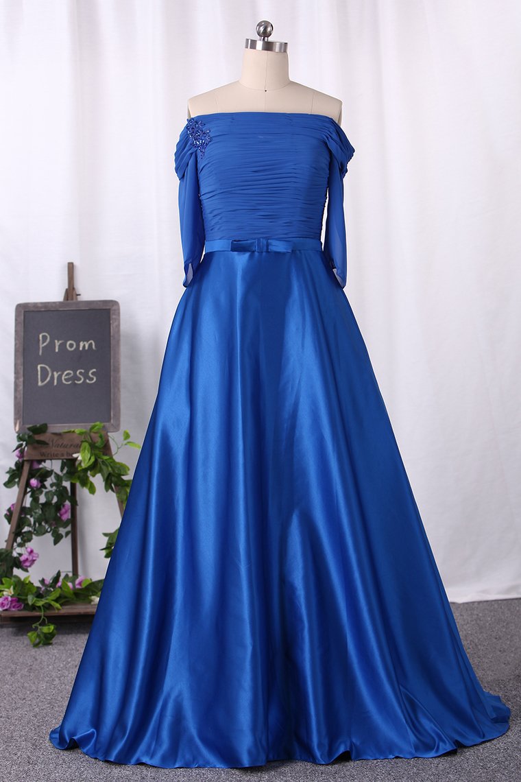 2022 A Line 3/4 Length Sleeve With Sash Mother Of The Bride Dresses Satin